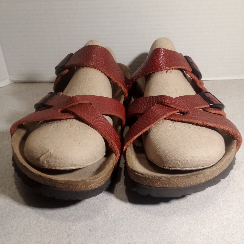 Birkenstock Tatami Red Double Buckle Crisscross Sandals US sz. Woman 11. Men 9 - Picture 2 of 10